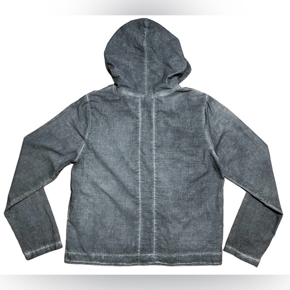 Inizio Lightweight Cotton Button Down Hooded Jacket In Charcoal Sz M - Picture 2 of 11